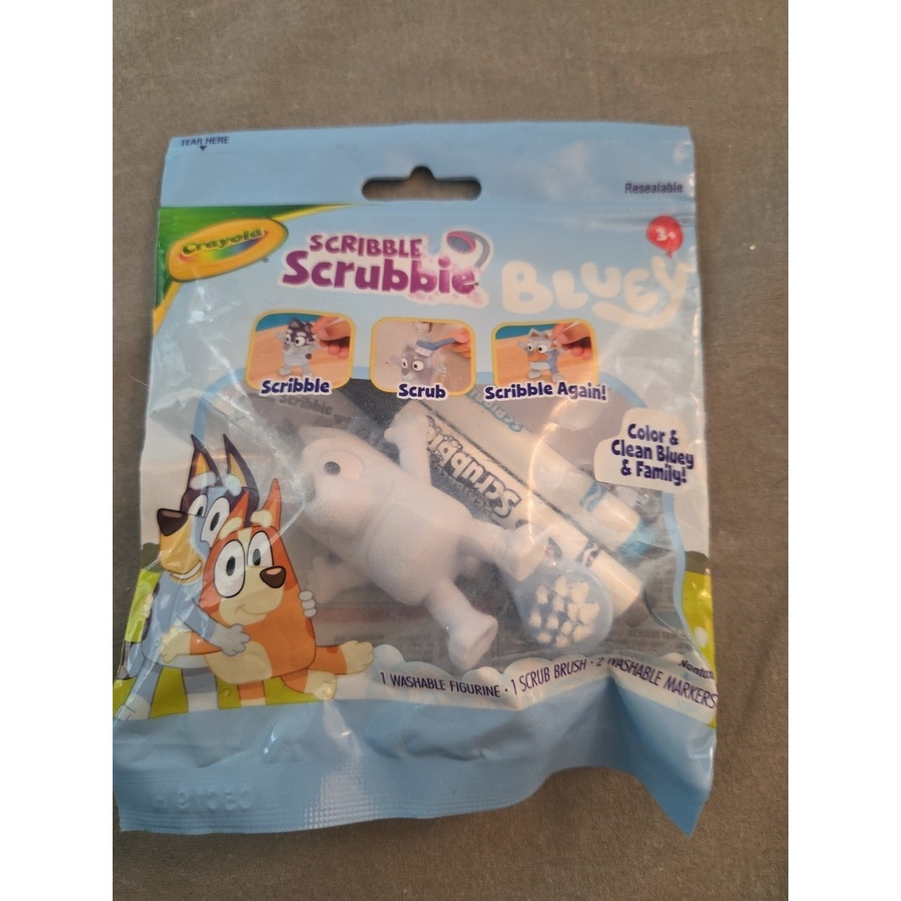 Crayola Scribble Scrubbies Colorable Bluey Toy Figurines BLUEY